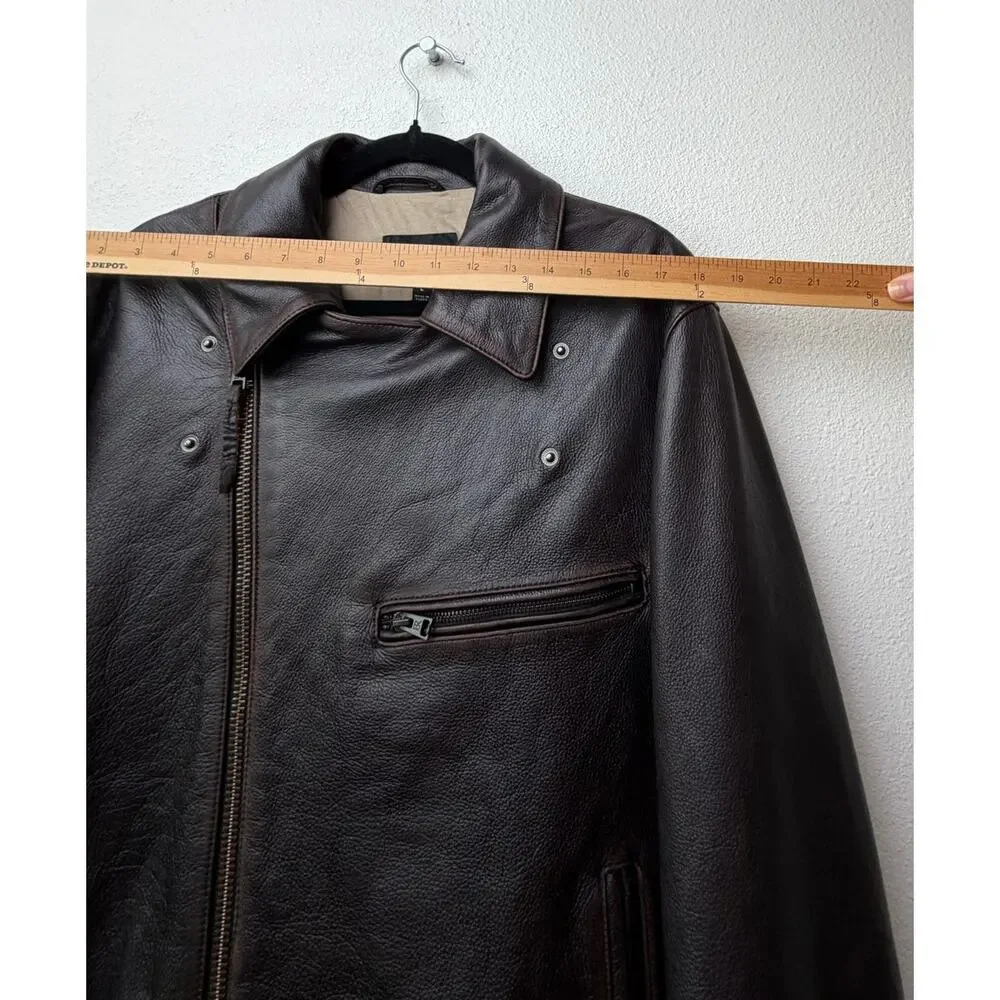 NWT Banana Republic Espresso Leather Moto Jacket Men L